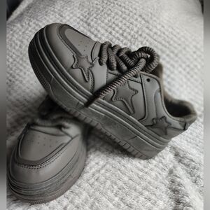 Gray Star-Embellished Sneakers